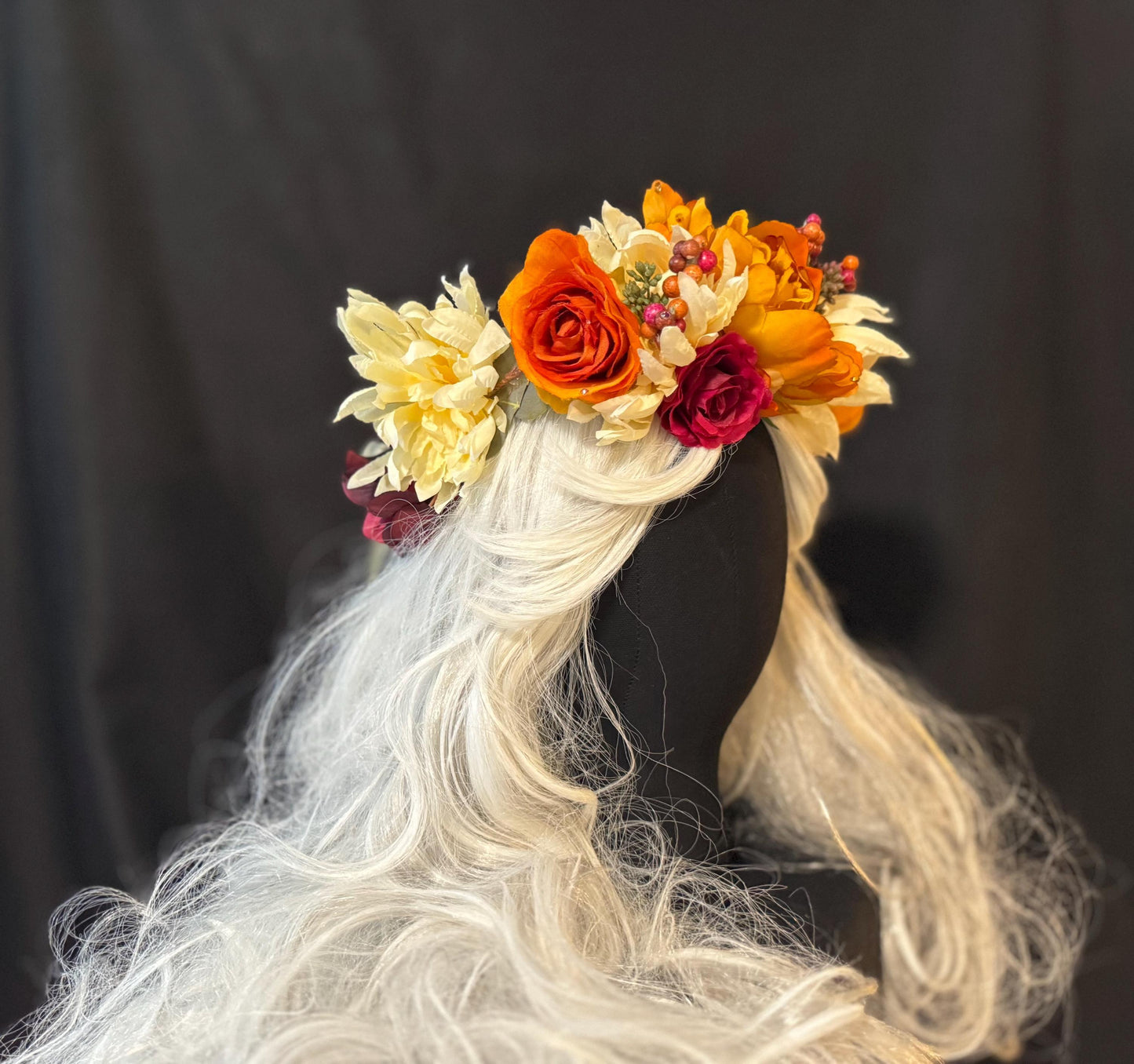 Harvest Moon Floral Garland,Flower Tiara,Flower Crown,Elven Princess Headpiece,Fairy-core,Renaissance Faire,Special Occasion Photoshoot