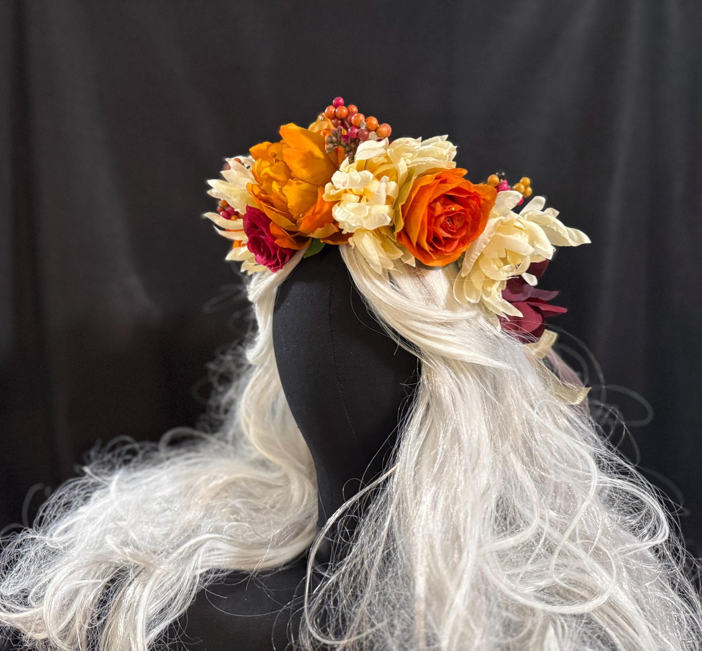 Harvest Moon Floral Garland,Flower Tiara,Flower Crown,Elven Princess Headpiece,Fairy-core,Renaissance Faire,Special Occasion Photoshoot