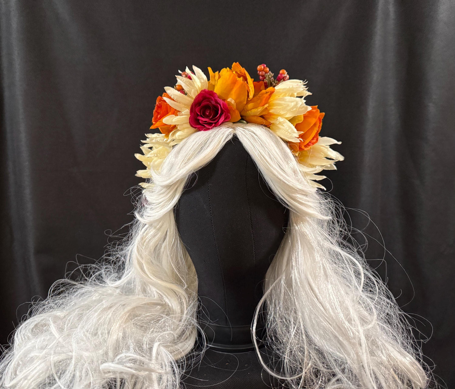 Harvest Moon Floral Garland,Flower Tiara,Flower Crown,Elven Princess Headpiece,Fairy-core,Renaissance Faire,Special Occasion Photoshoot