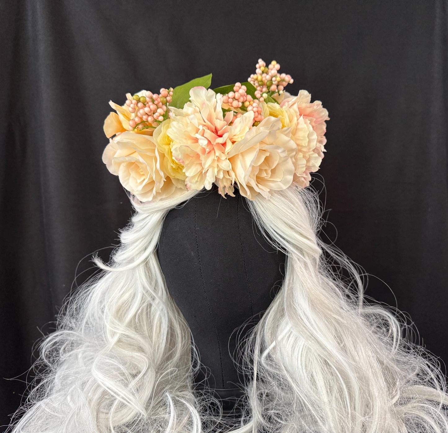Peaches & Cream Floral Halo,Flower Tiara,Flower Crown,Elven Princess Headpiece,Fairy-core,Renaissance Faire,Special Occasion Photoshoot