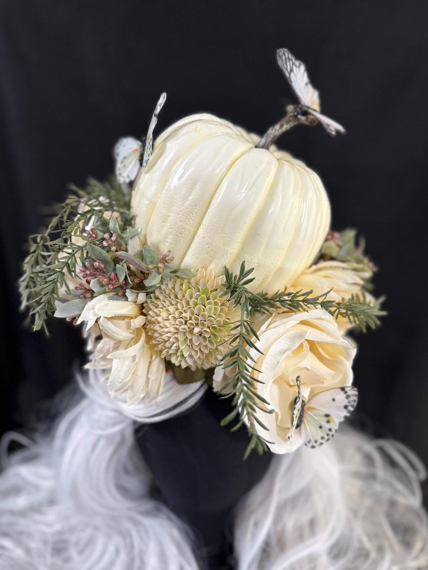 Pumpkin Dream Fascinator,Flower Tiara,Flower Crown,Elven Princess,Fairy-core,Renaissance Faire,Harvest Festival,Special Occasion Photoshoot