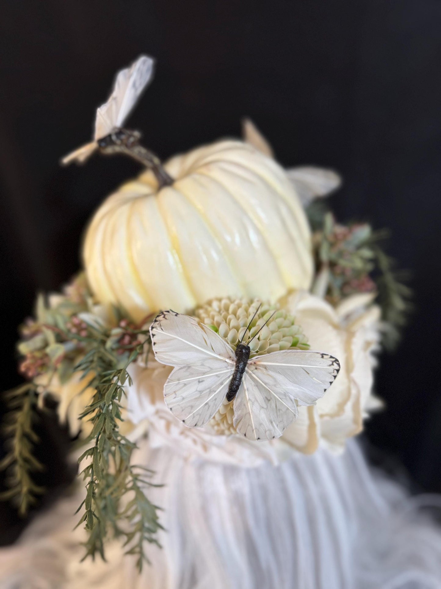 Pumpkin Dream Fascinator,Flower Tiara,Flower Crown,Elven Princess,Fairy-core,Renaissance Faire,Harvest Festival,Special Occasion Photoshoot