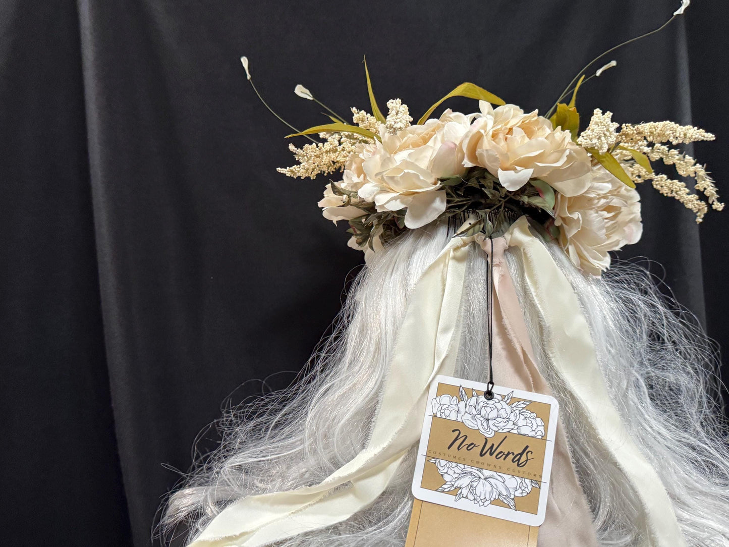 Cream Dream Floral Halo,Flower Tiara,Flower Crown,Elven Princess Headpiece,Fairy-core,Renaissance Faire,Special Occasion Photoshoot