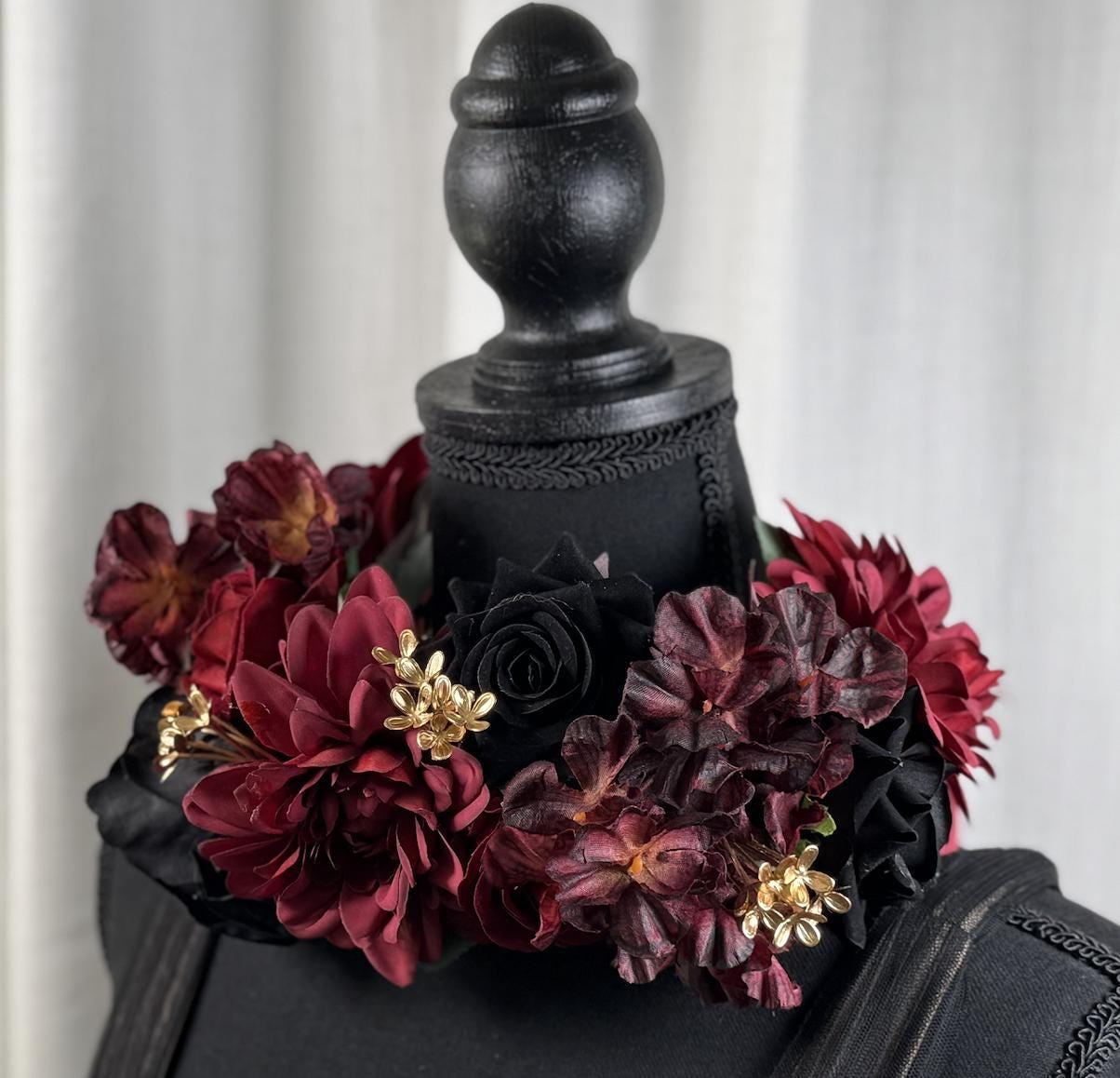 Bordeaux Noir Deux Floral Garland,Flower Tiara,Flower Crown,Elven Princess Headpiece,Fairy-core,Ren Faire,Special Occasion Photoshoot