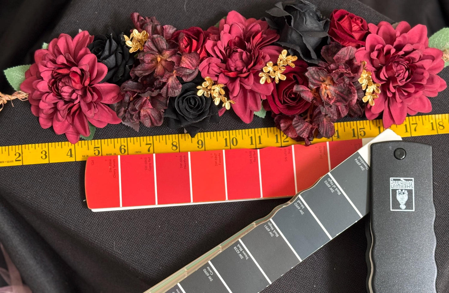 Bordeaux Noir Deux Floral Garland,Flower Tiara,Flower Crown,Elven Princess Headpiece,Fairy-core,Ren Faire,Special Occasion Photoshoot