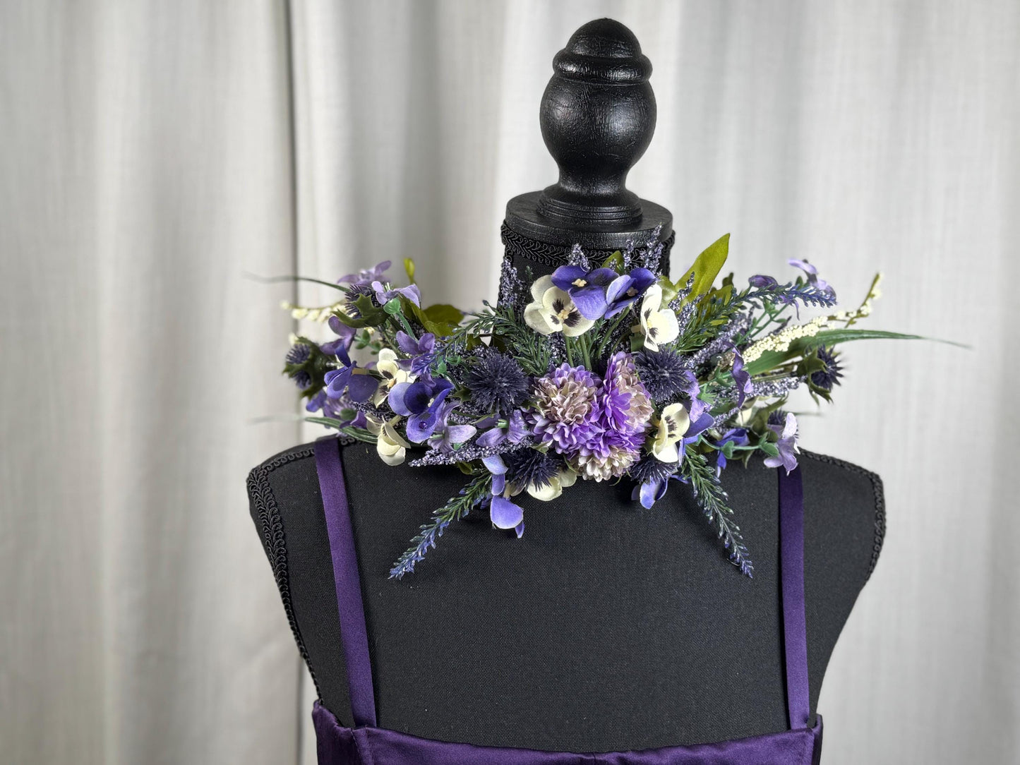 Pansy Pixie Floral Garland,Flower Tiara,Flower Crown,Elven Princess Headpiece,Fairy-core,Renaissance Faire,Special Occasion Photoshoot