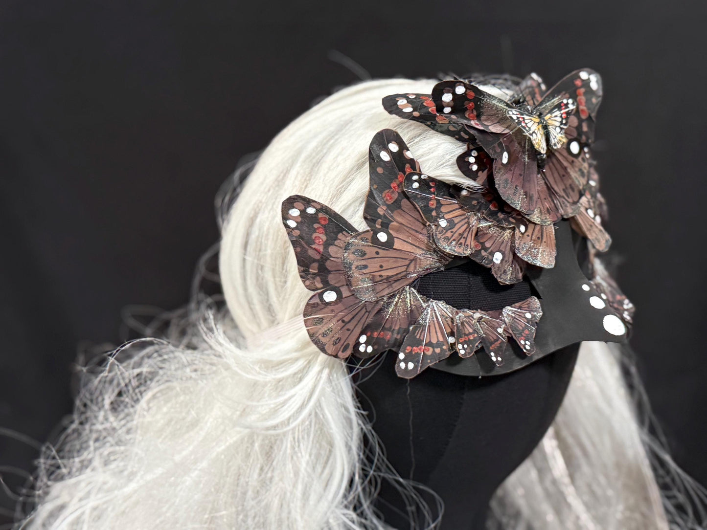 Fantasy Moth / Butterfly Mask in Brown,Feather,Fantasy,Masquerade,Fae,Flower Fairy,Forrest ,Garden Pixie,Ren Faire,Larp,Costume,Role Play