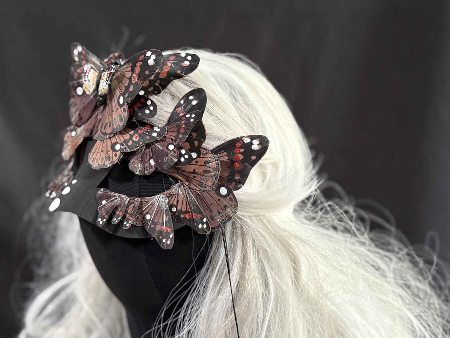 Fantasy Moth / Butterfly Mask in Brown,Feather,Fantasy,Masquerade,Fae,Flower Fairy,Forrest ,Garden Pixie,Ren Faire,Larp,Costume,Role Play