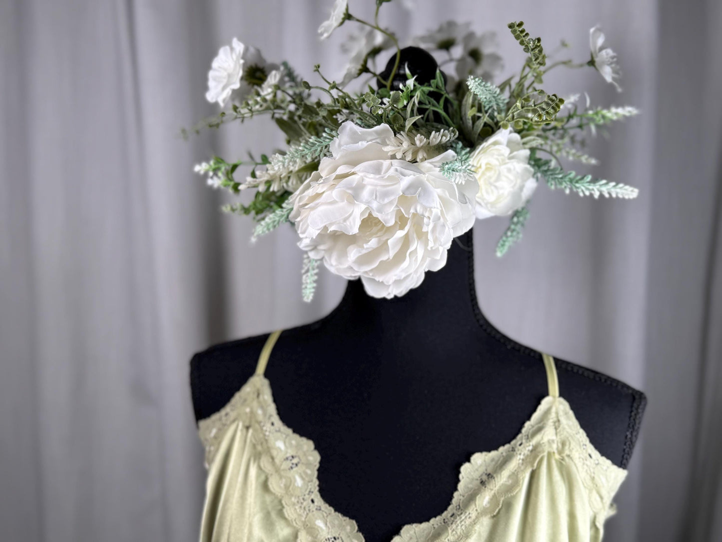 White Knight Floral Halo,Flower Tiara,Flower Crown,Elven Princess Headpiece,Fairy-core,Renaissance Faire,Special Occasion Photoshoot