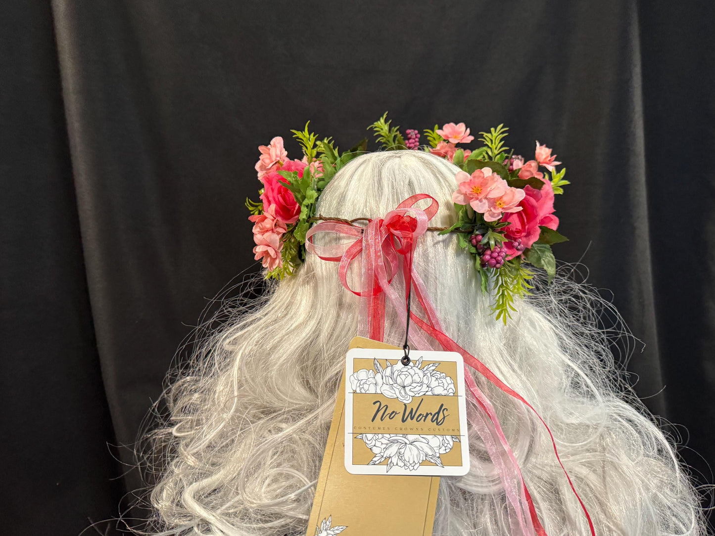 Rosey Outlook Floral Garland,Flower Tiara,Flower Crown,Elven Princess Headpiece,Fairy-core,Renaissance Faire,Special Occasion Photoshoot