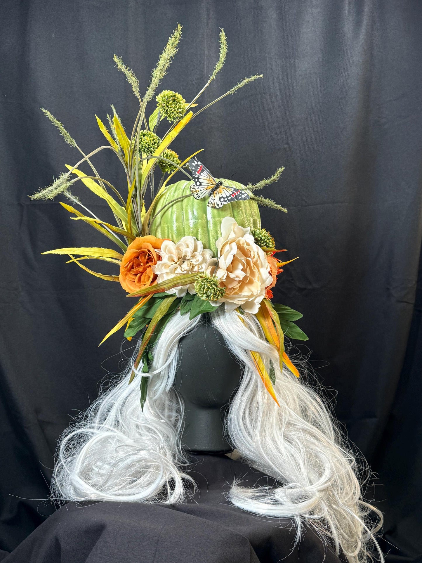 Pumpkin Pixie Fascinator, Flower Tiara,Flower Crown,Elven Princess Headpiece,Fairy-core, Renaissance Faire, Special Occasion Photoshoot