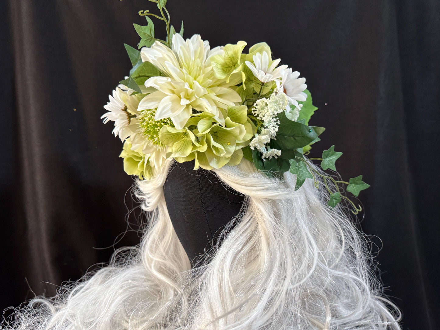 Spring Green Floral Garland,Flower Tiara,Flower Crown,Elven Princess Headpiece,Fairy-core,Renaissance Faire,Special Occasion Photoshoot