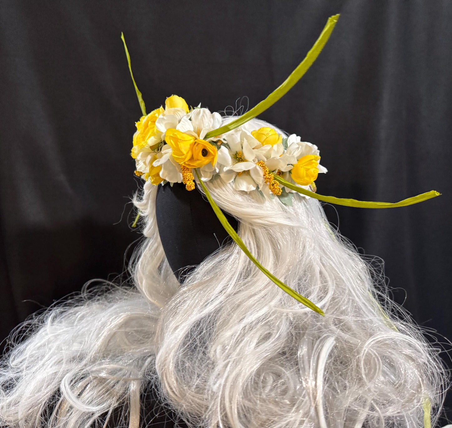 Sunshine Floral Garland,Flower Tiara,Flower Crown,Elven Princess Headpiece,Fairy-core,Renaissance Faire,Special Occasion Photoshoot,Yellow