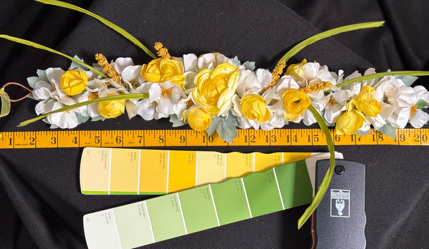 Sunshine Floral Garland,Flower Tiara,Flower Crown,Elven Princess Headpiece,Fairy-core,Renaissance Faire,Special Occasion Photoshoot,Yellow