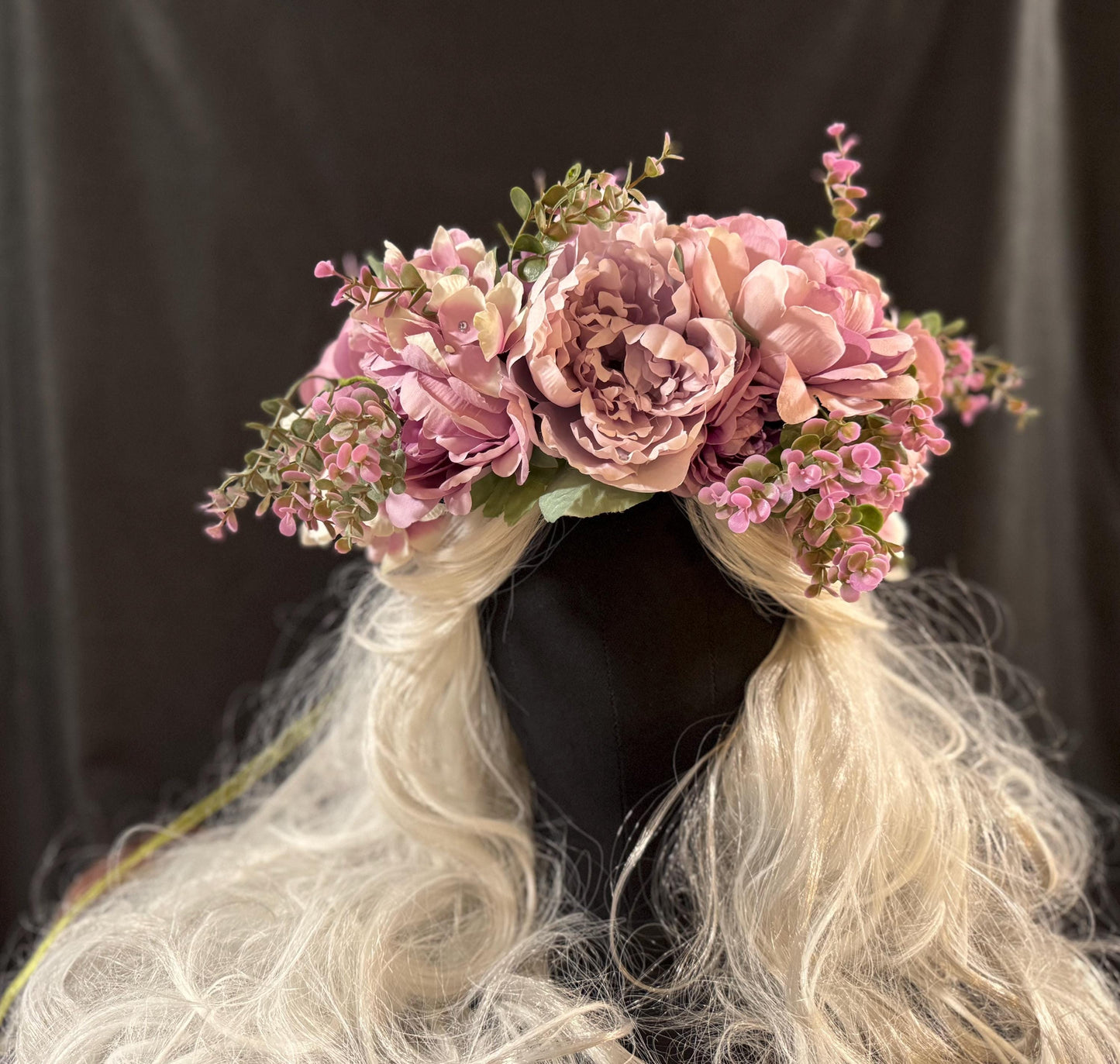 Peekaboo Purple Floral Garland,Flower Tiara,Flower Crown,Elven Princess Headpiece,Fairy-core,Renaissance Faire,Special Occasion Photoshoot