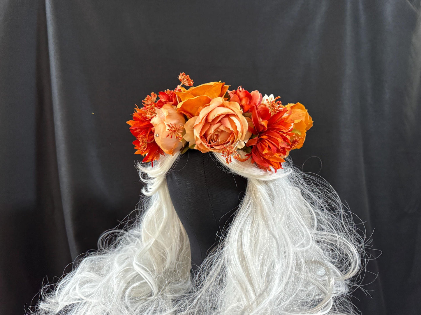 Indian Summer Floral Garland,Flower Tiara,Flower Crown,Elven Princess Headpiece,Fairy-core,Renaissance Faire,Special Occasion Photoshoot