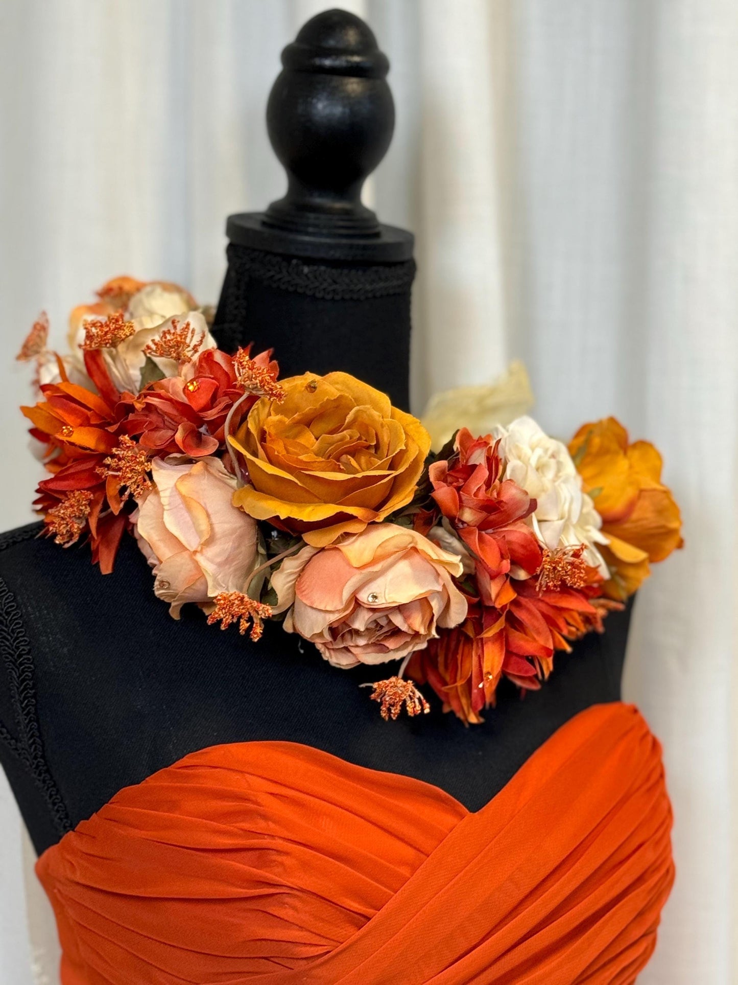 Indian Summer Floral Garland,Flower Tiara,Flower Crown,Elven Princess Headpiece,Fairy-core,Renaissance Faire,Special Occasion Photoshoot