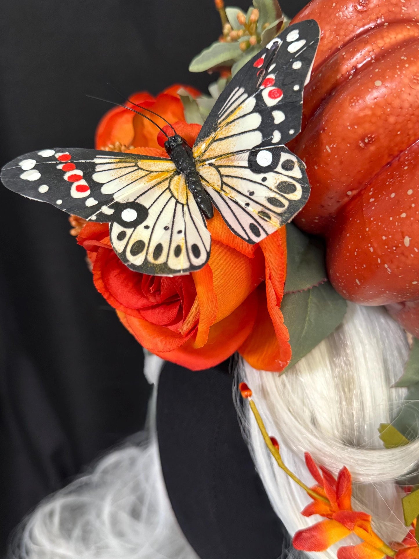 Pumpkin Queen Fascinator,Flower Tiara,Flower Crown,Elven Princess Headpiece,Fairy-core,Renaissance Faire,Special Occasion Photoshoot
