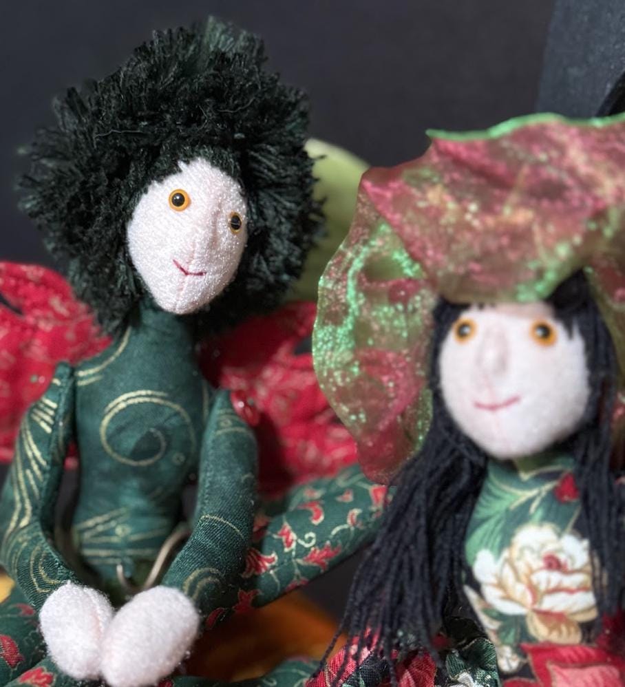 JINGLE,Holiday,Faerie Friend,Sprite, Pixie,Handmade Doll, A One-of-a-Kind addition to Your Character Story,Fantasy,LARP,Ren Faire,Fairy Core