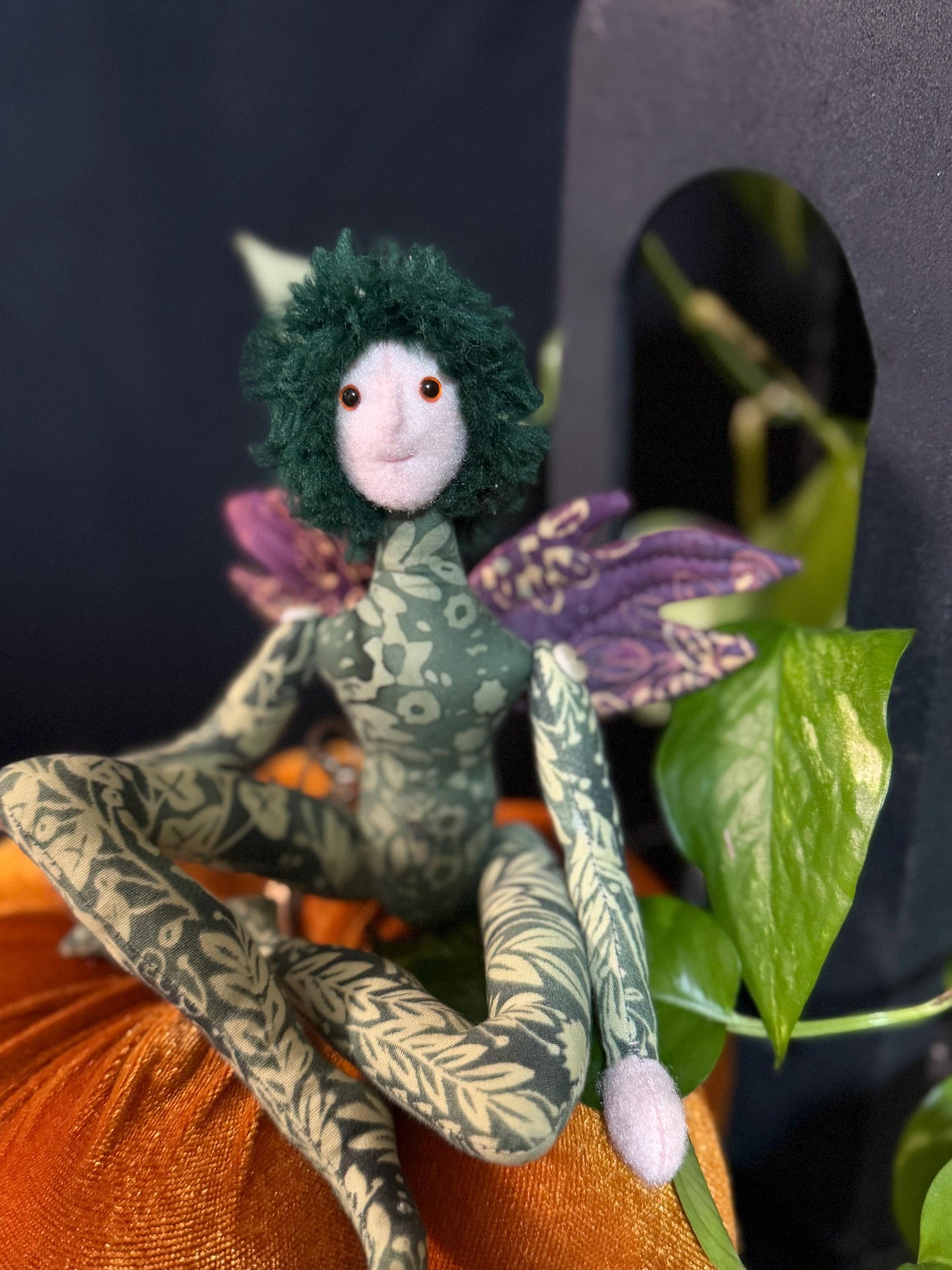 CLOVER,Faerie Friend,Sprite, Pixie,Handmade Doll,A One-of-a-Kind addition to Your Character Story,Fantasy,LARP,Ren Faire,Fairy Core
