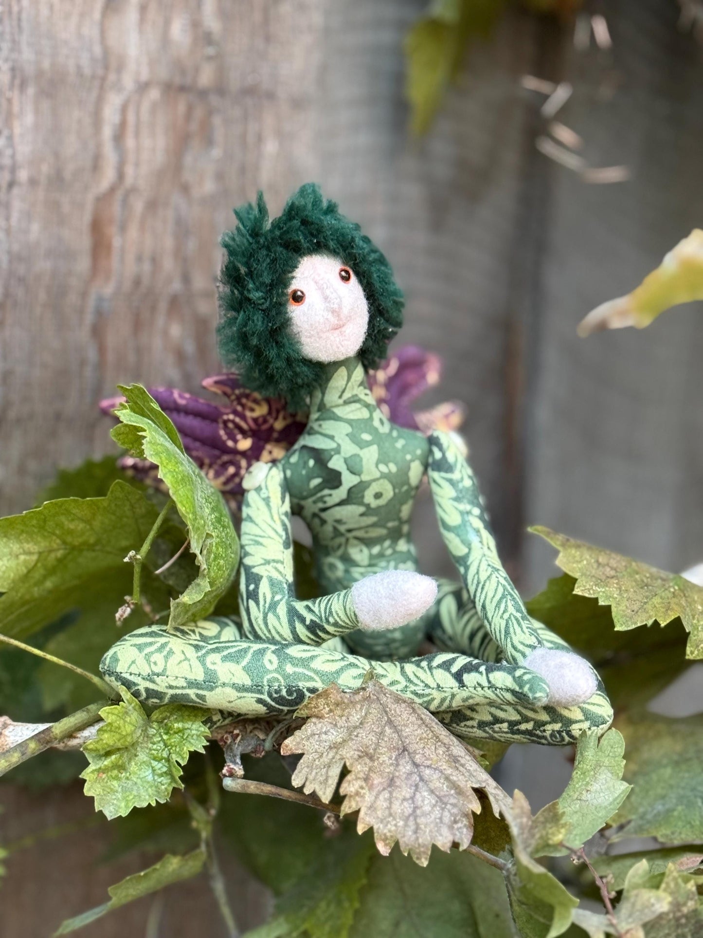CLOVER,Faerie Friend,Sprite, Pixie,Handmade Doll,A One-of-a-Kind addition to Your Character Story,Fantasy,LARP,Ren Faire,Fairy Core
