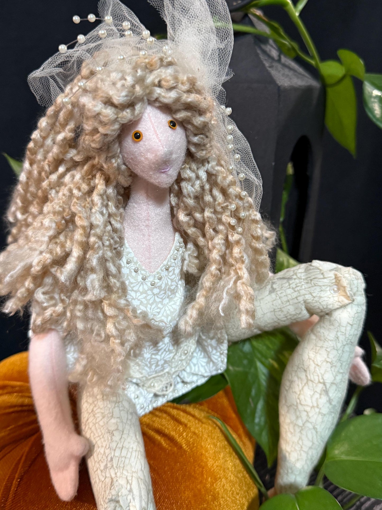 PEARLWYN,Faerie Friend,Sprite, Pixie,Handmade Doll,One-of-a-Kind addition to Your Character Story,Fantasy,LARP,Ren Faire,FairyCore