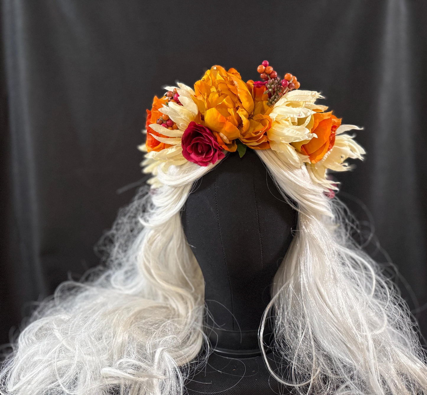 Harvest Moon Floral Garland,Flower Tiara,Flower Crown,Elven Princess Headpiece,Fairy-core,Renaissance Faire,Special Occasion Photoshoot