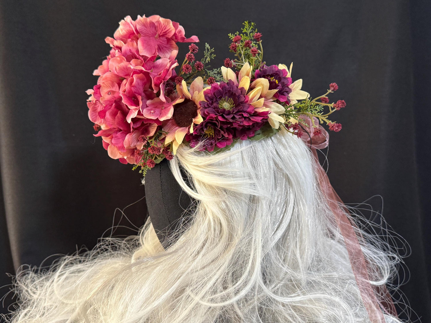 Purple Sky Floral Garland,Flower Tiara,Flower Crown,Elven Princess Headpiece,Fairy-core,Renaissance Faire,Special Occasion Photoshoot,Purple