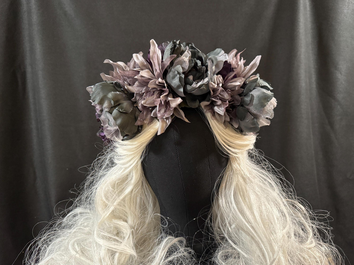 Smoke & Mirrors Floral Garland,Flower Tiara,Flower Crown,Elven Princess Headpiece,Fairy-core,Renaissance Faire,Special Occasion Photoshoot