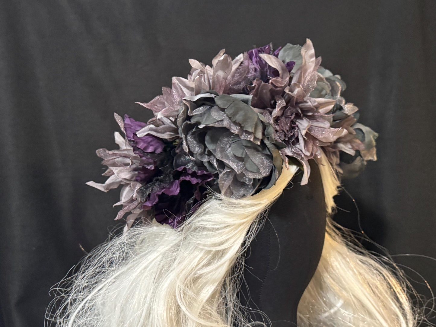 Smoke & Mirrors Floral Garland,Flower Tiara,Flower Crown,Elven Princess Headpiece,Fairy-core,Renaissance Faire,Special Occasion Photoshoot