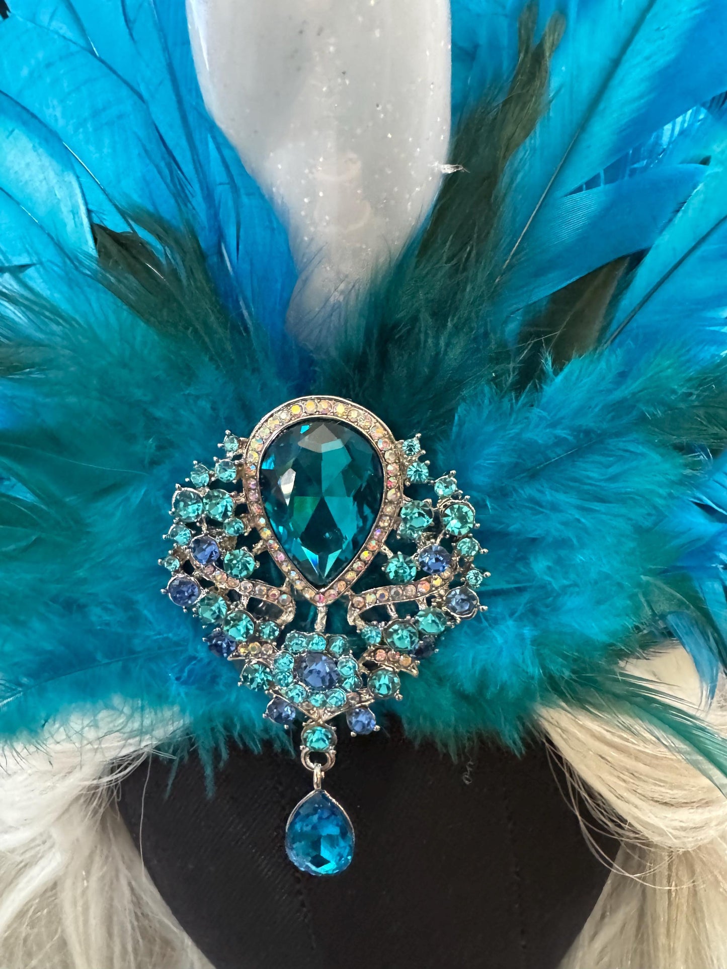Blue Unicorn Fascinator,Feather Tiara,Feather Crown,Unicorn Princess Headpiece,Fairy-core,Renaissance Faire,Pride Day,Fantasy Photoshoot