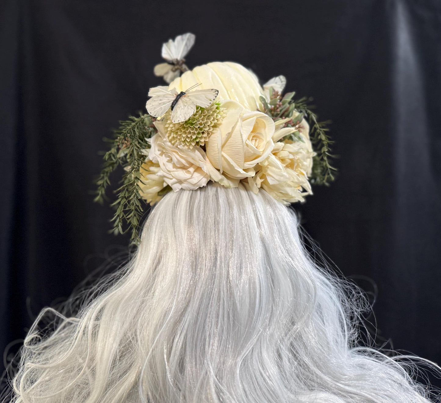 Pumpkin Dream Fascinator,Flower Tiara,Flower Crown,Elven Princess,Fairy-core,Renaissance Faire,Harvest Festival,Special Occasion Photoshoot