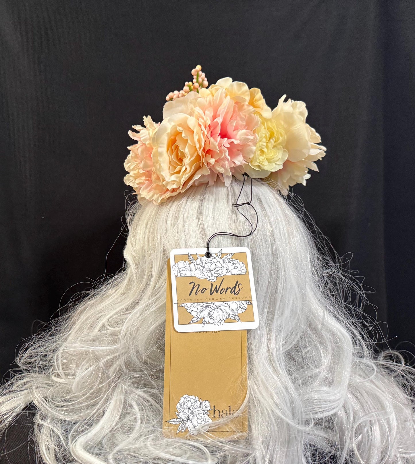 Peaches & Cream Floral Halo,Flower Tiara,Flower Crown,Elven Princess Headpiece,Fairy-core,Renaissance Faire,Special Occasion Photoshoot