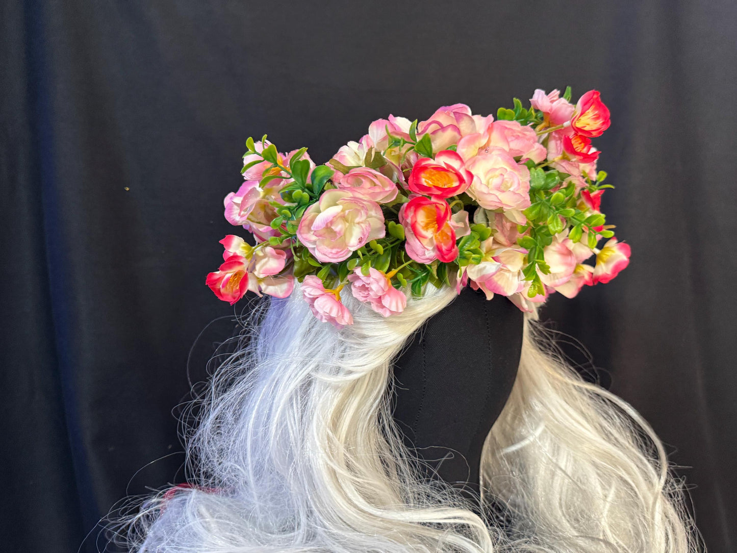 Cherry Bomb Floral Garland,Flower Tiara,Flower Crown,Elven Princess Headpiece,Fairy-core,Renaissance Faire,Special Occasion Photoshoot