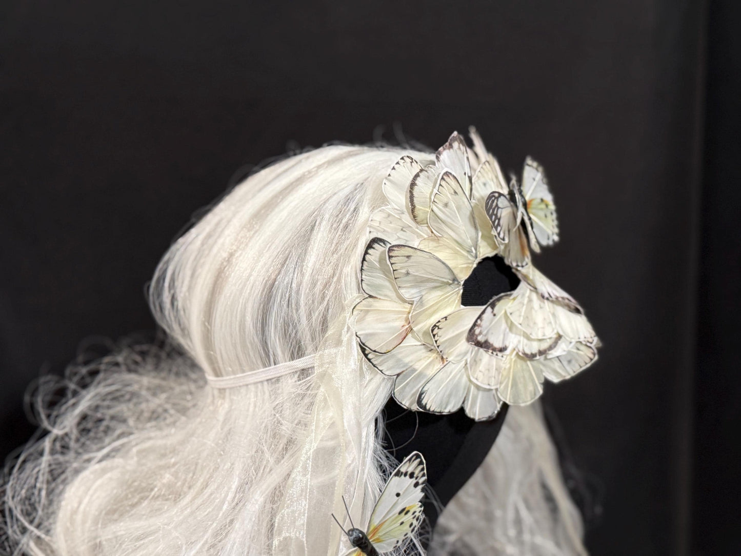 Fantasy Butterfly Mask in White,Feather,Masquerade,Fae,Flower Fairy,Forrest Friend,Garden Pixie,Ren Faire,Larp, Costume,Role Play