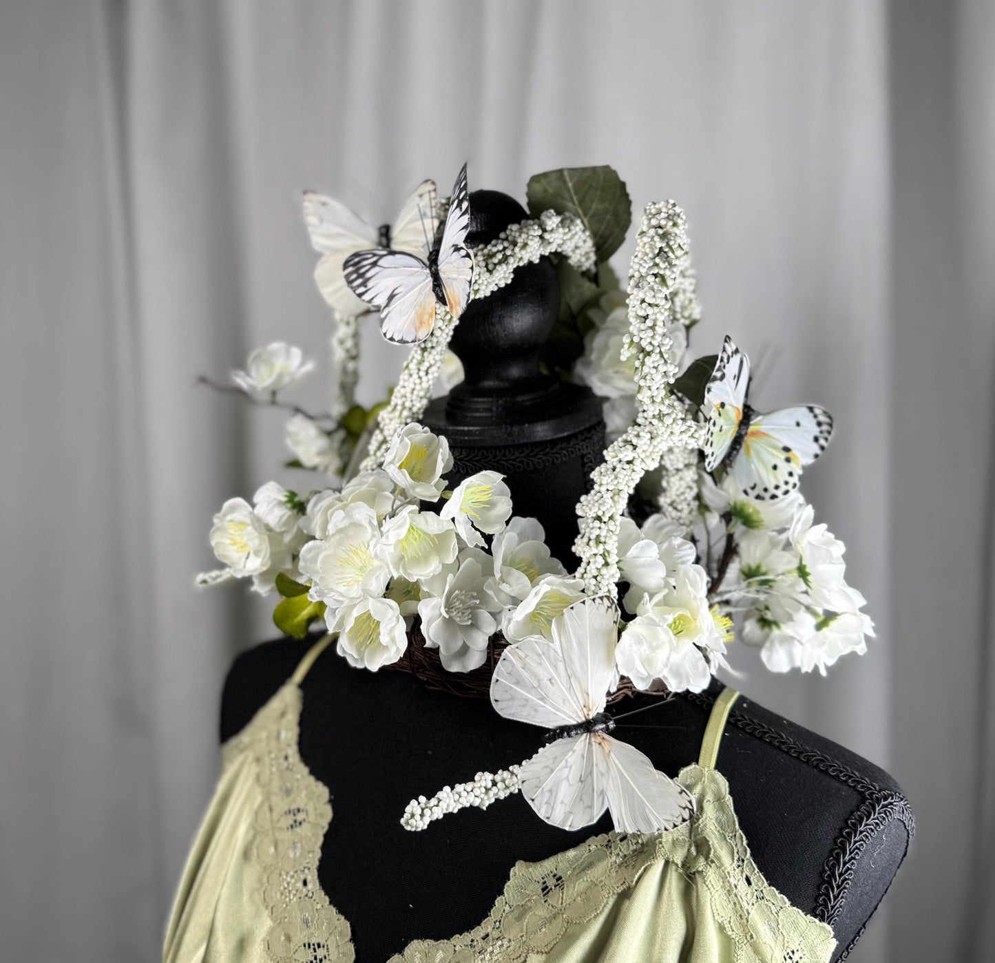 Butterfly White Floral Halo,Flower Tiara,Flower Crown,Elven Princess Headpiece,Fairy-core,Renaissance Faire,Special Occasion Photoshoot