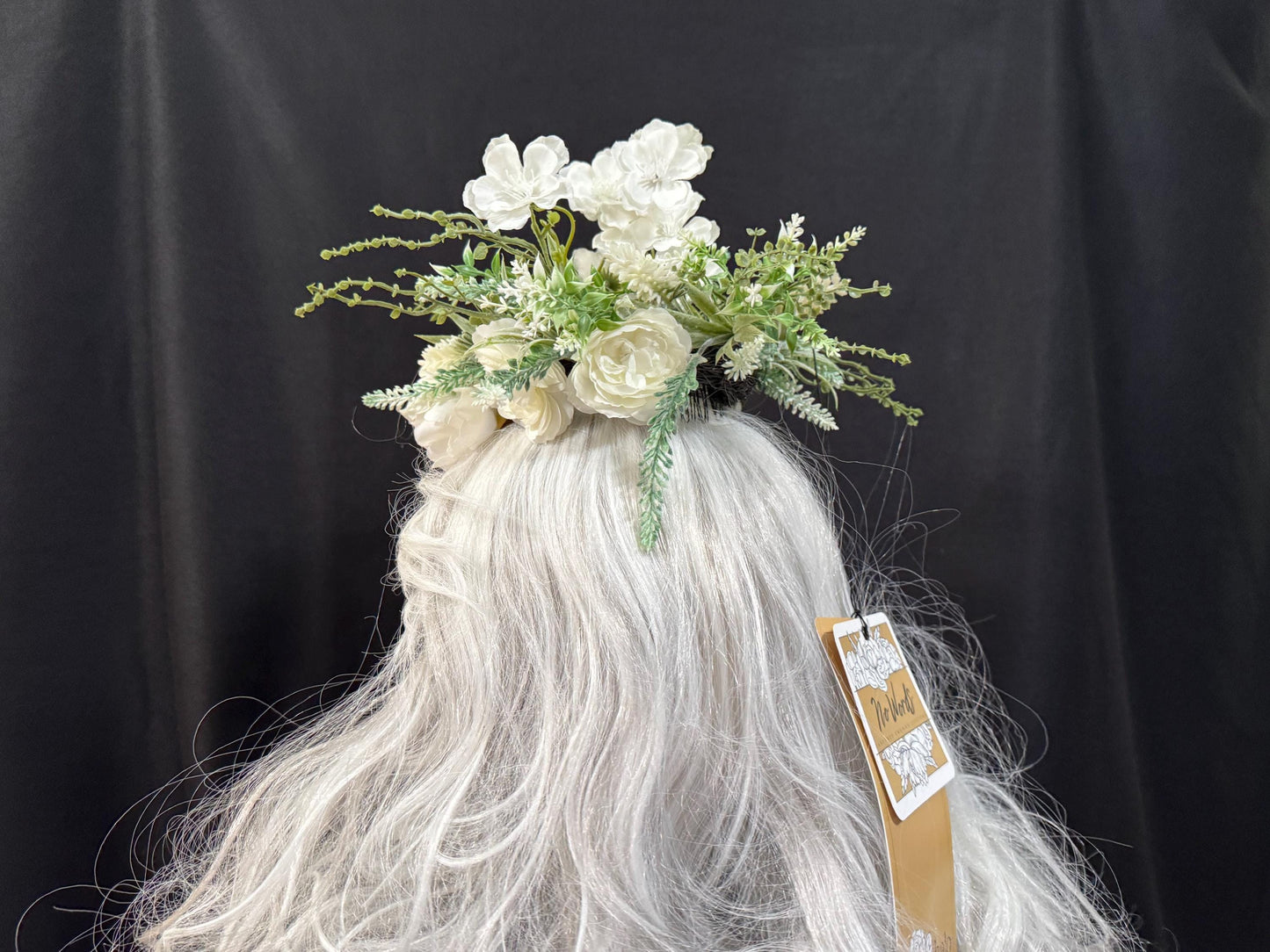 White Knight Floral Halo,Flower Tiara,Flower Crown,Elven Princess Headpiece,Fairy-core,Renaissance Faire,Special Occasion Photoshoot