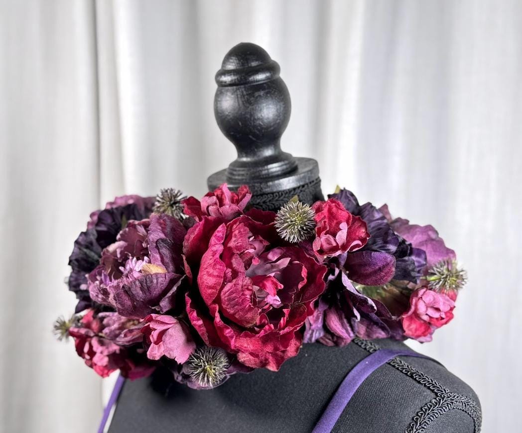 Pretty Plum Floral Garland,Flower Tiara,Flower Crown,Elven Princess Headpiece,Fairy-core,Renaissance Faire,Special Occasion Photoshoot
