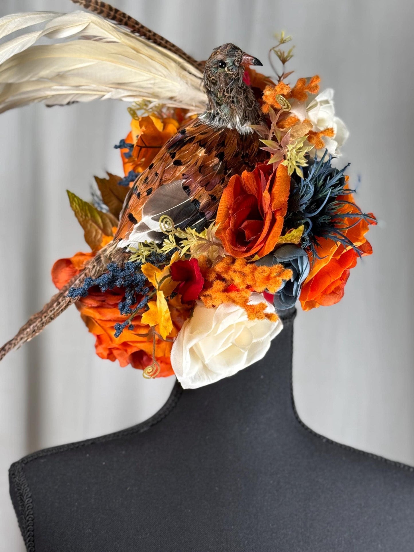 Nesting Pheasant Floral Halo,Flower Tiara,Flower Crown,Elven Princess Headpiece,Fairy-core,Renaissance Faire,Special Occasion Photoshoot