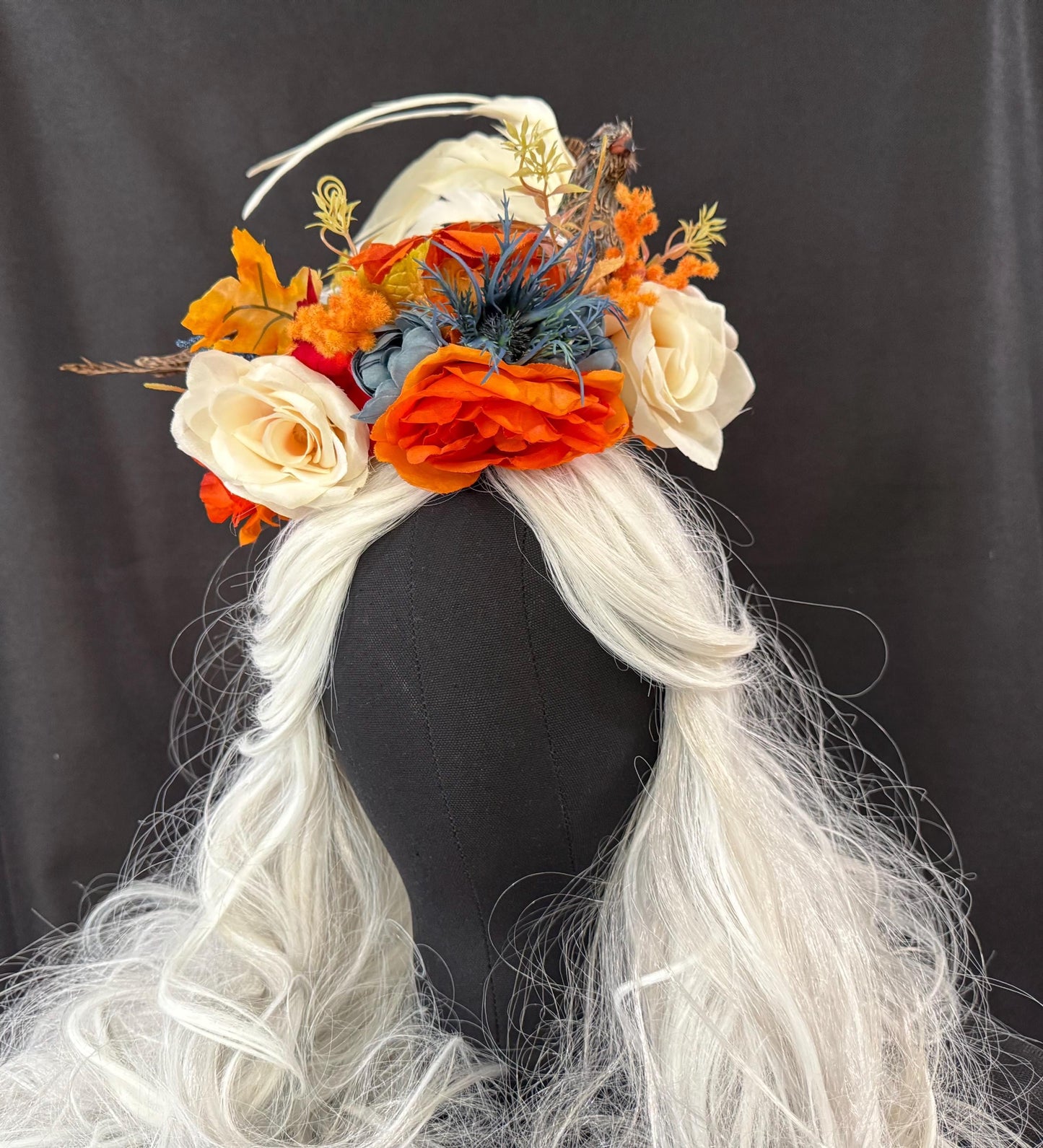 Nesting Pheasant Floral Halo,Flower Tiara,Flower Crown,Elven Princess Headpiece,Fairy-core,Renaissance Faire,Special Occasion Photoshoot