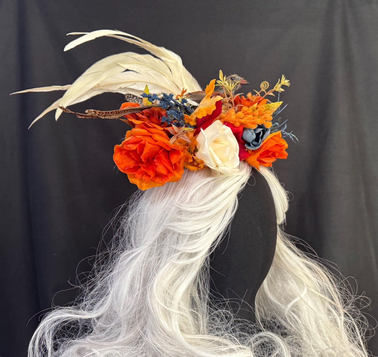 Nesting Pheasant Floral Halo,Flower Tiara,Flower Crown,Elven Princess Headpiece,Fairy-core,Renaissance Faire,Special Occasion Photoshoot