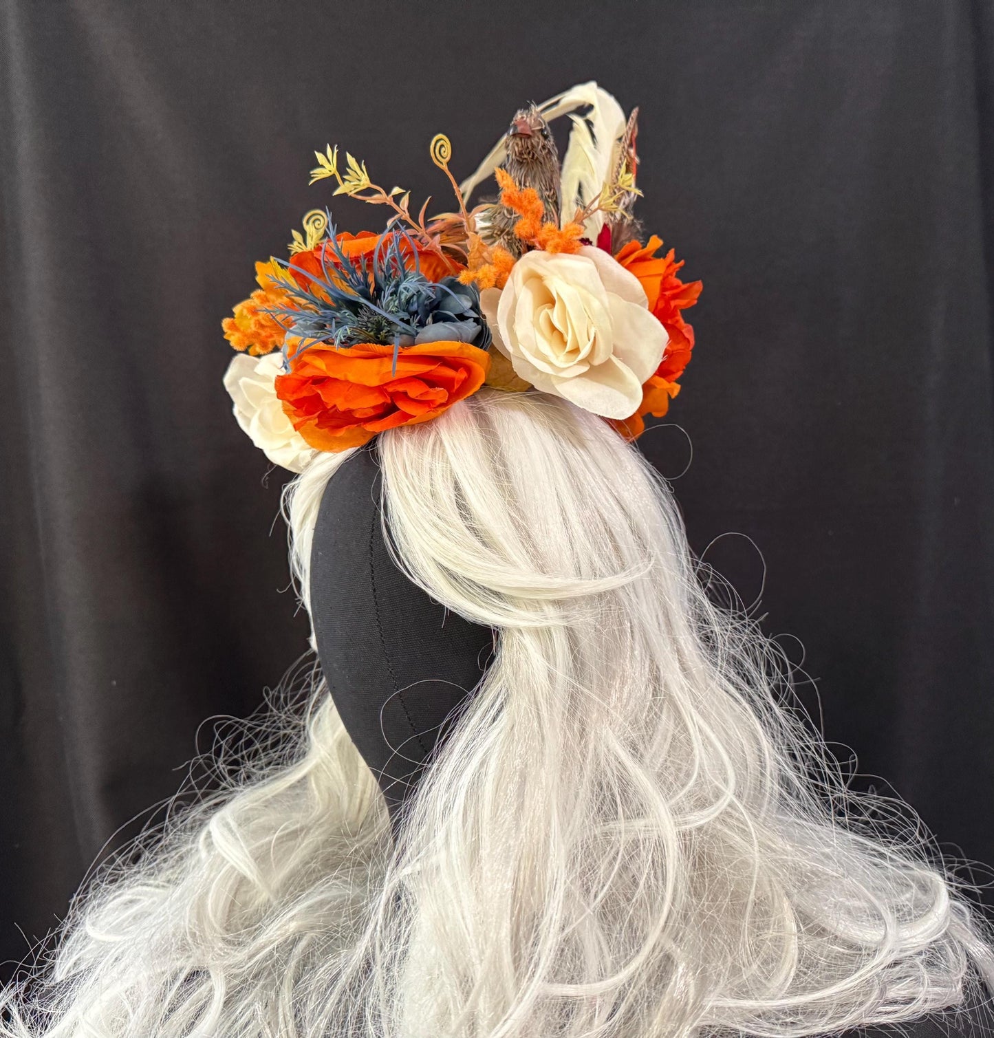 Nesting Pheasant Floral Halo,Flower Tiara,Flower Crown,Elven Princess Headpiece,Fairy-core,Renaissance Faire,Special Occasion Photoshoot