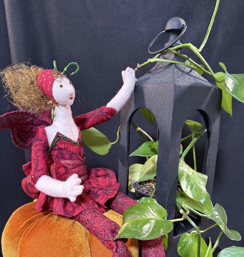 CRANBERRY BLOSSOM,Faerie Friend,Sprite, Pixie,Handmade Doll,One-of-a-Kind addition to Your Character Story,Fantasy,LARP,Ren Faire,FairyCore