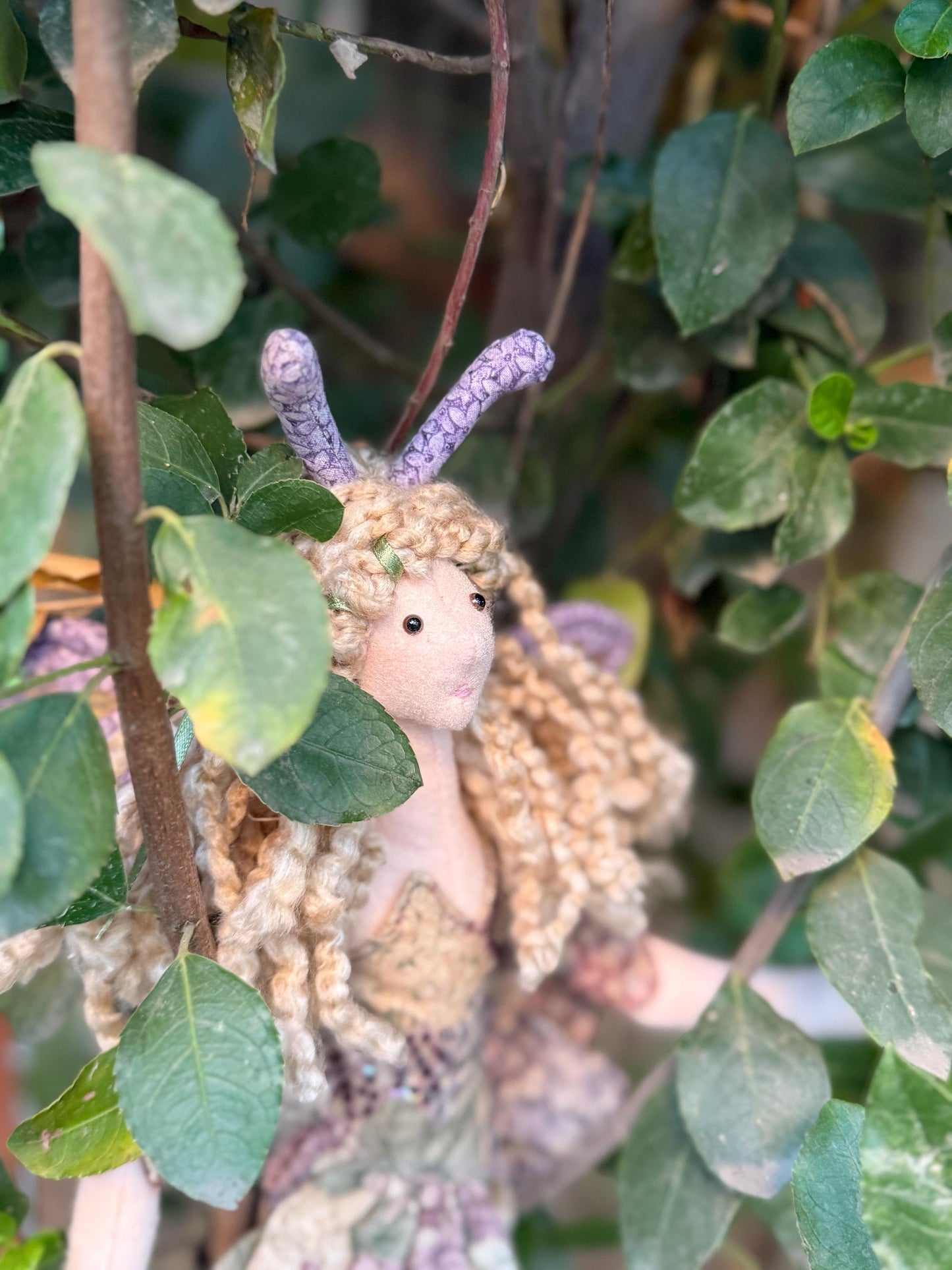 SAGEBLOOM,Faerie Friend,Sprite, Pixie,Handmade Doll,A One-of-a-Kind addition to Your Character Story,Fantasy,LARP,Ren Faire,Fairy Core