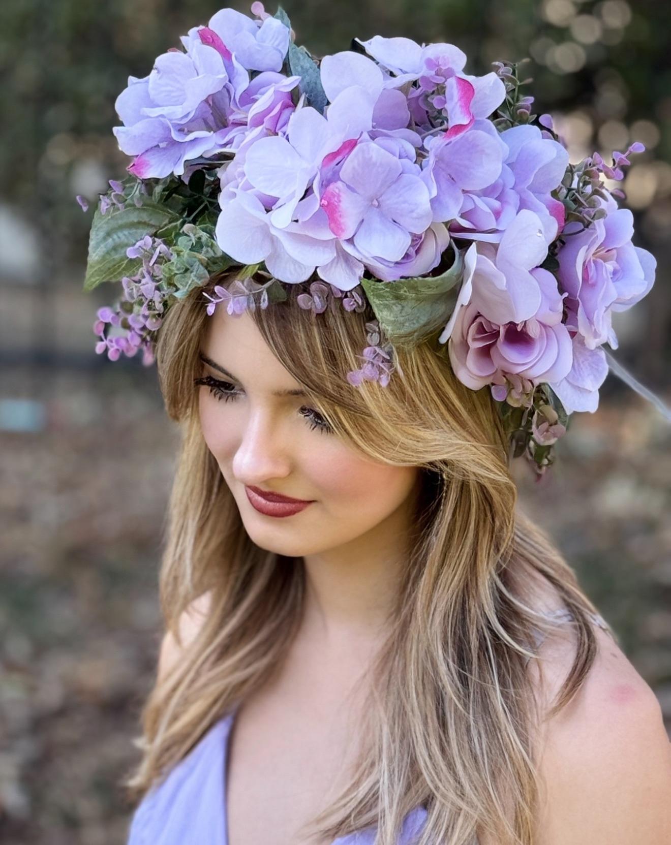 Sunset Sky Floral Garland,Flower Tiara,Flower Crown,Elven Princess Headpiece,Fairy-core,Renaissance Faire,Special Occasion Photoshoot