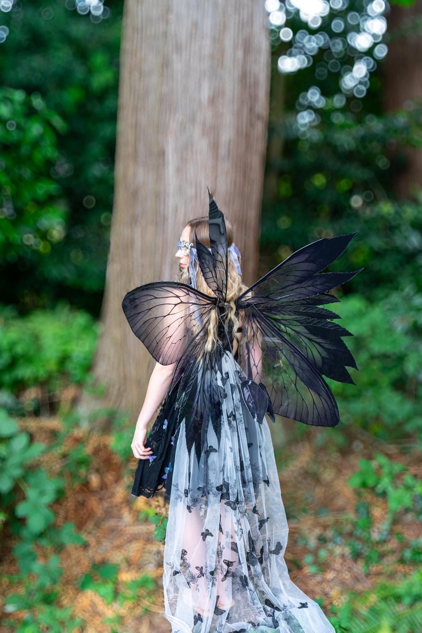 Nitebloom Butterfly Princess (ADULT4-6),Dark Butterlfy,Masquerade,MardiGras,Photoshoot,Fantasy,LARP,RenFaire,FairyCore,Costume