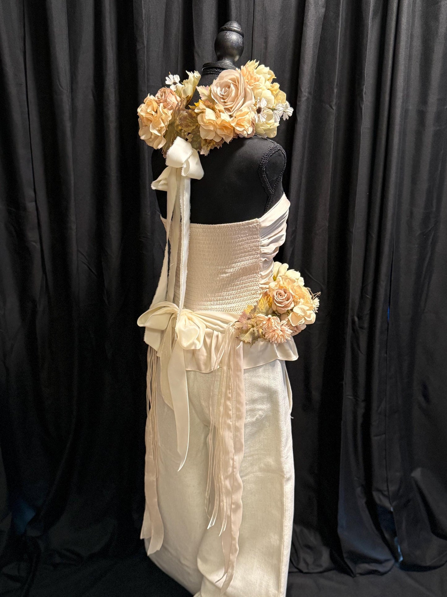 Cream with My Coffee — LUX Garland Duet,Head & Hip Floral Garlands,Flower Crown,Fairy-core,Renaissance Faire,Special Occasion Photoshoot