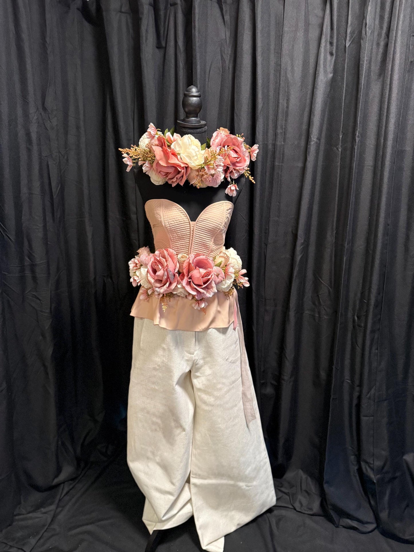 Don’t Make Me Blush — LUX Garland Duet,Head & Hip Floral Garlands,Flower Crown,Fairy-core,Renaissance Faire,Special Occasion Photoshoot