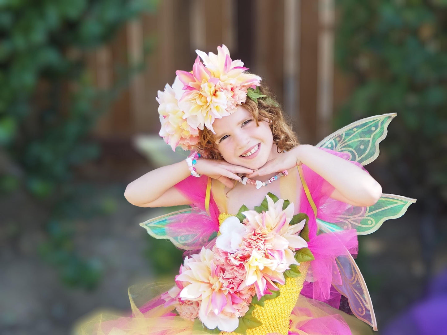 Golden Petal Pixie of the Blossom Grove,(CHILD 6-8),Flower Fae,Masquerade,MardiGras, Photoshoot,Fantasy,LARP,RenFaire,FairyCore,Costume
