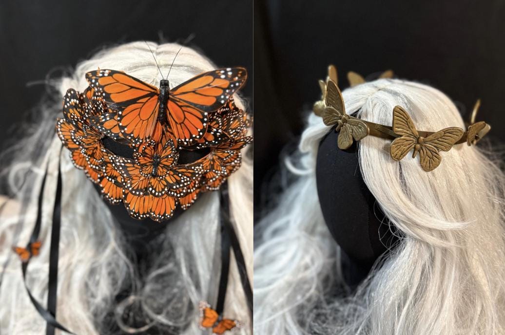 The Monarch Enchantress(ADULT6-8),Orange Butterlfy,Masquerade,MardiGras,Photoshoot,Fantasy,LARP,RenFaire,FairyCore,Costume